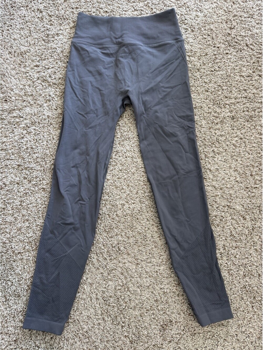 Lululemon Seamless Leggings Gray Full Length High Waist Mesh Panel Size 0